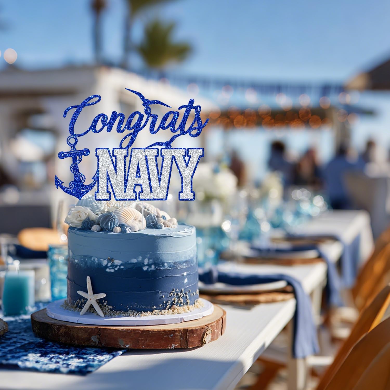 Thumbnail 6 de Navy Graduation Cake Topper, Glitter Cardboard