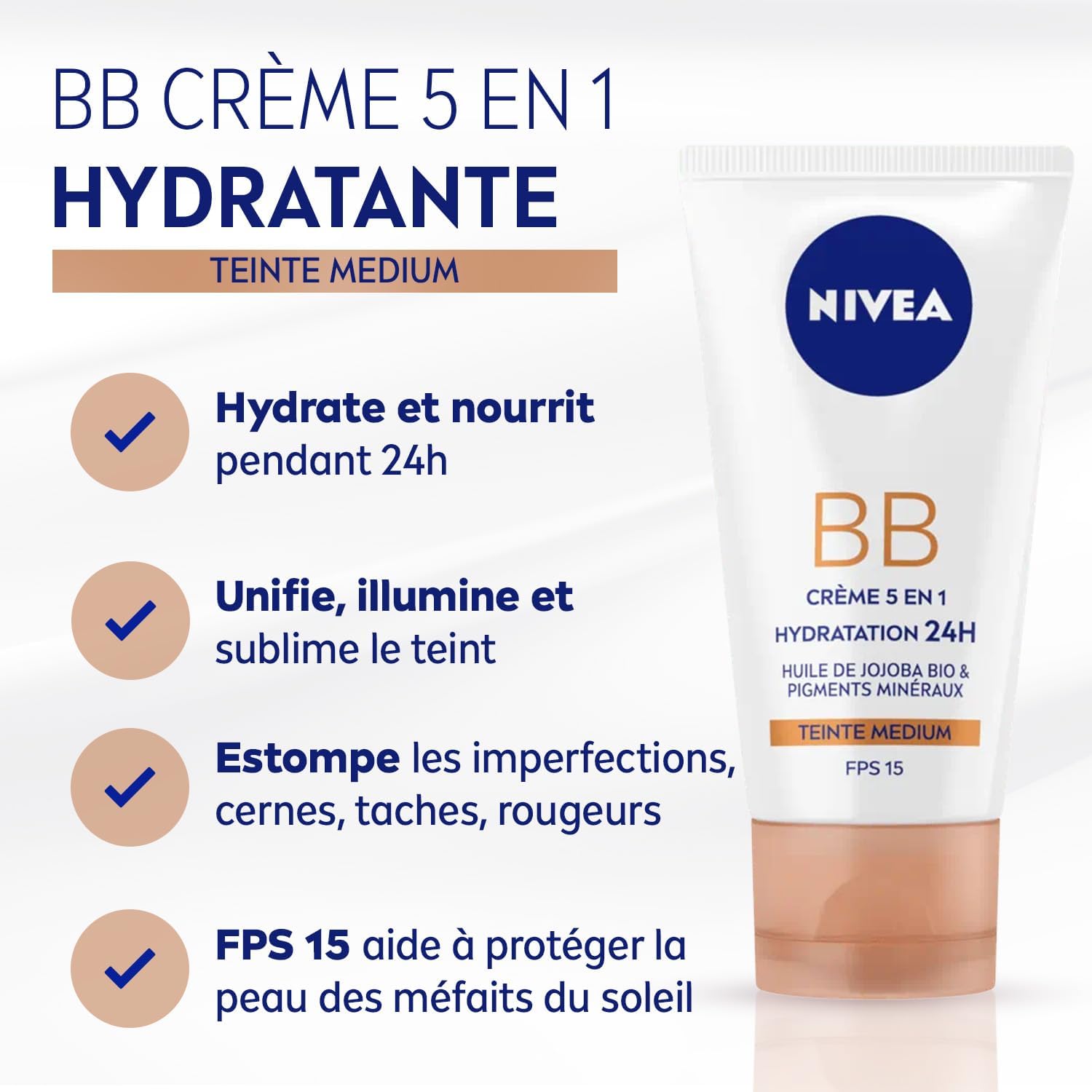 Thumbnail 1 de NIVEA BB Crème 5 En 1 Teinte Médium – Hydratation 24H et FPS 15, 50 ml