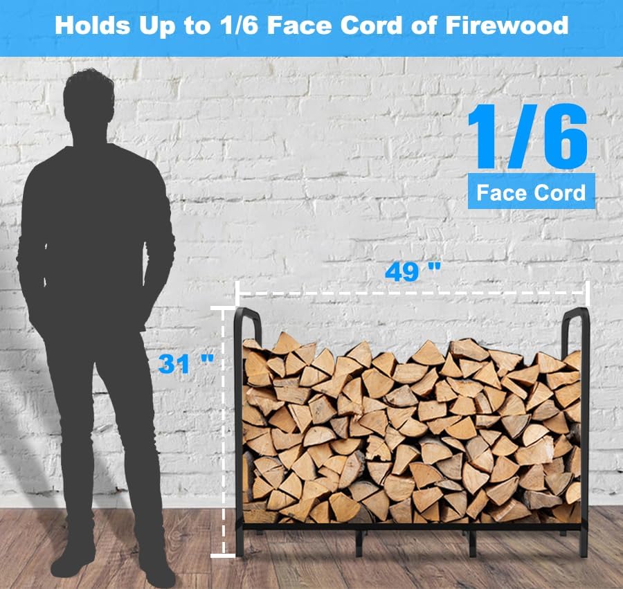 Detalle de Tikimilor 4ft Firewood Rack, 2-Shelf Powder-Coated Steel Log Holder