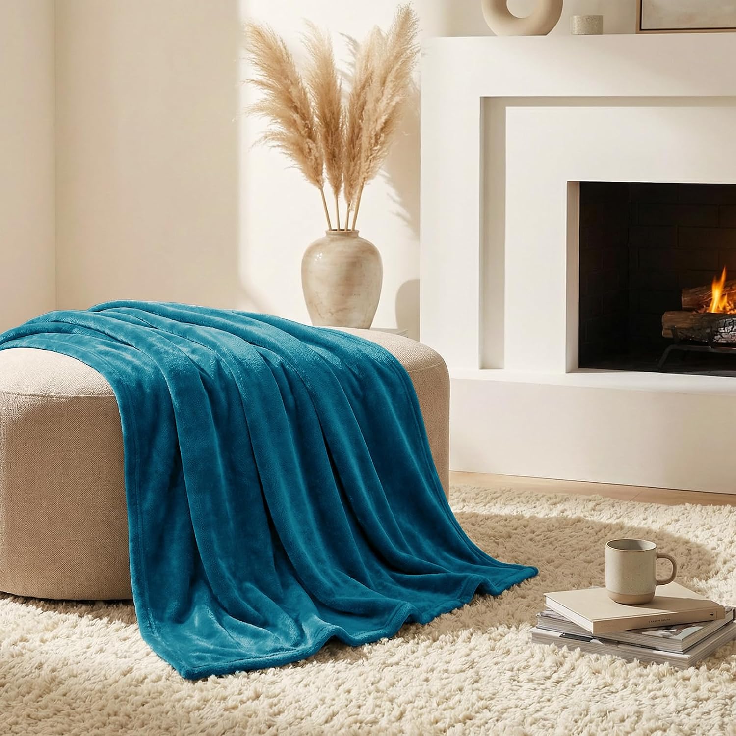 Thumbnail 5 de CozyLux Kuscheldecke Flauschig Klein 130 x 150 cm – Weiche Flanell-/Fleece-Sofa-Überwurfdecke in Türkis