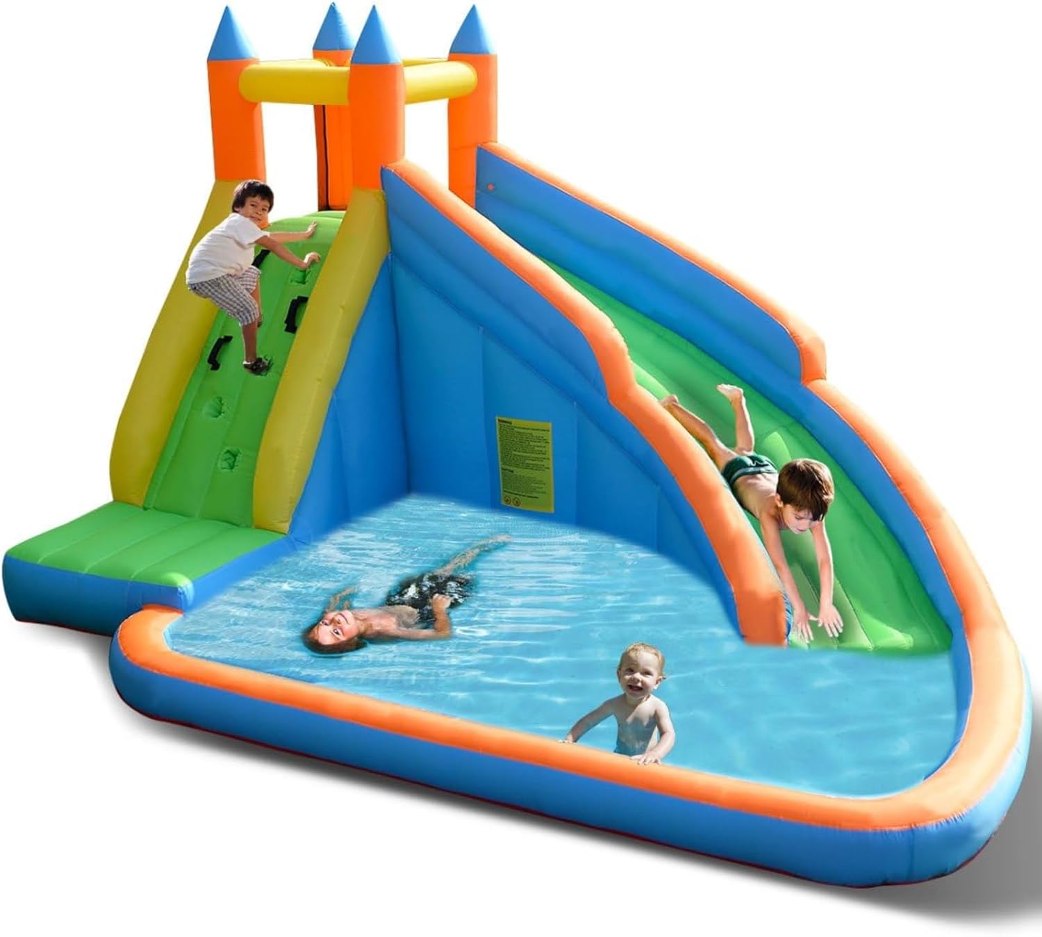 Detalle de Costzon Inflatable Water Slide: Giant Backyard Water Park with Climbing Wall and Splash Pool