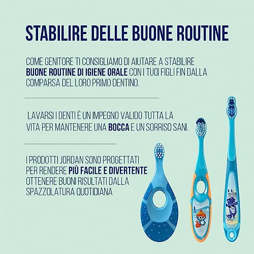 Detalle de Jordan Step 1 Spazzolino da denti Bambini 0-2 anni — Setole morbide, BPA-free, confezione 4 unità