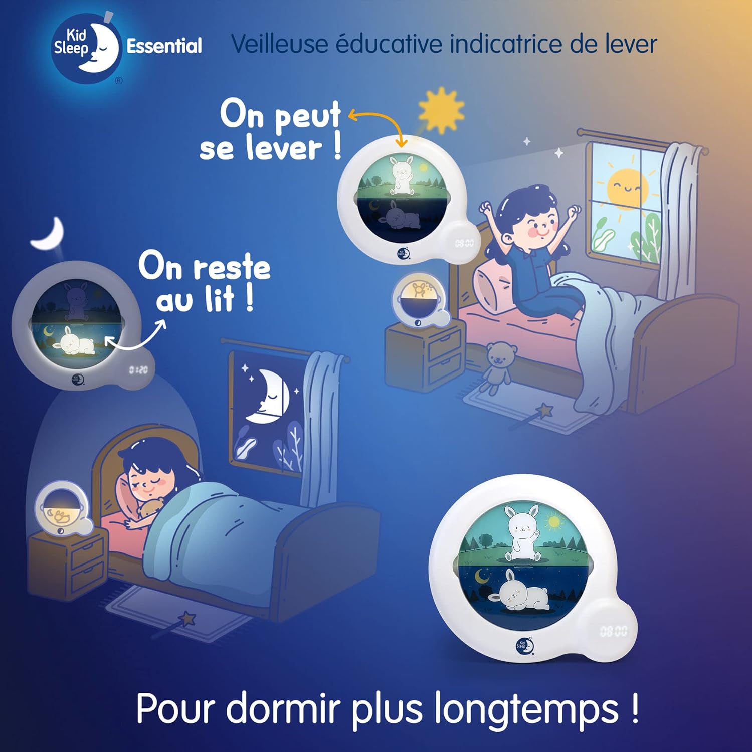 Thumbnail 4 de Pabobo Kid’Sleep Essential : indicateur de réveil éducatif avec veilleuse et projection