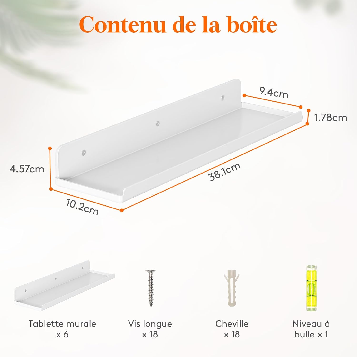 Detalle de Lifewit 23119 zwevende acrylwandplanken, set van 6, wit