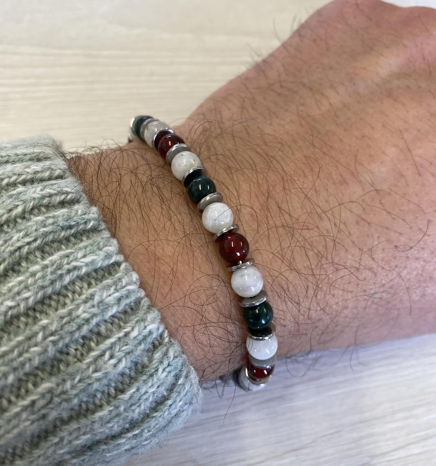 Thumbnail 2 de 10:10 Bracciale uomo/donna con pietre naturali e acciaio inox anallergico