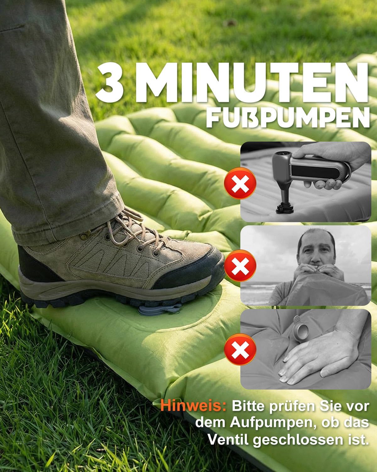 Thumbnail 2 de Rgaden Camping Doppelt – Ultraleichte, aufblasbare Isomatte mit integriertem Kissen und Fußpumpe