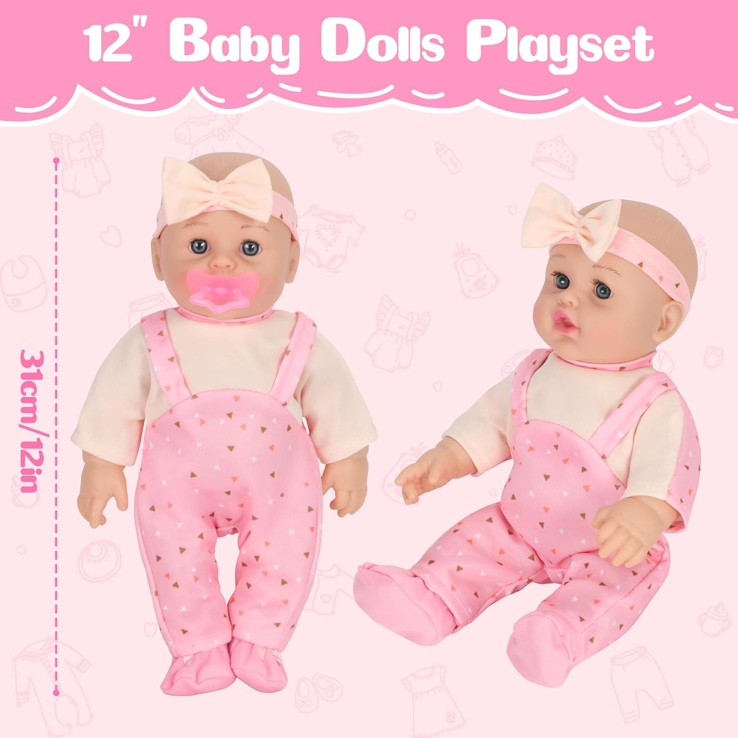 Thumbnail 2 de Mastom 12-Inch Baby Doll Set with Backpack, 4 Outfits & Accessories