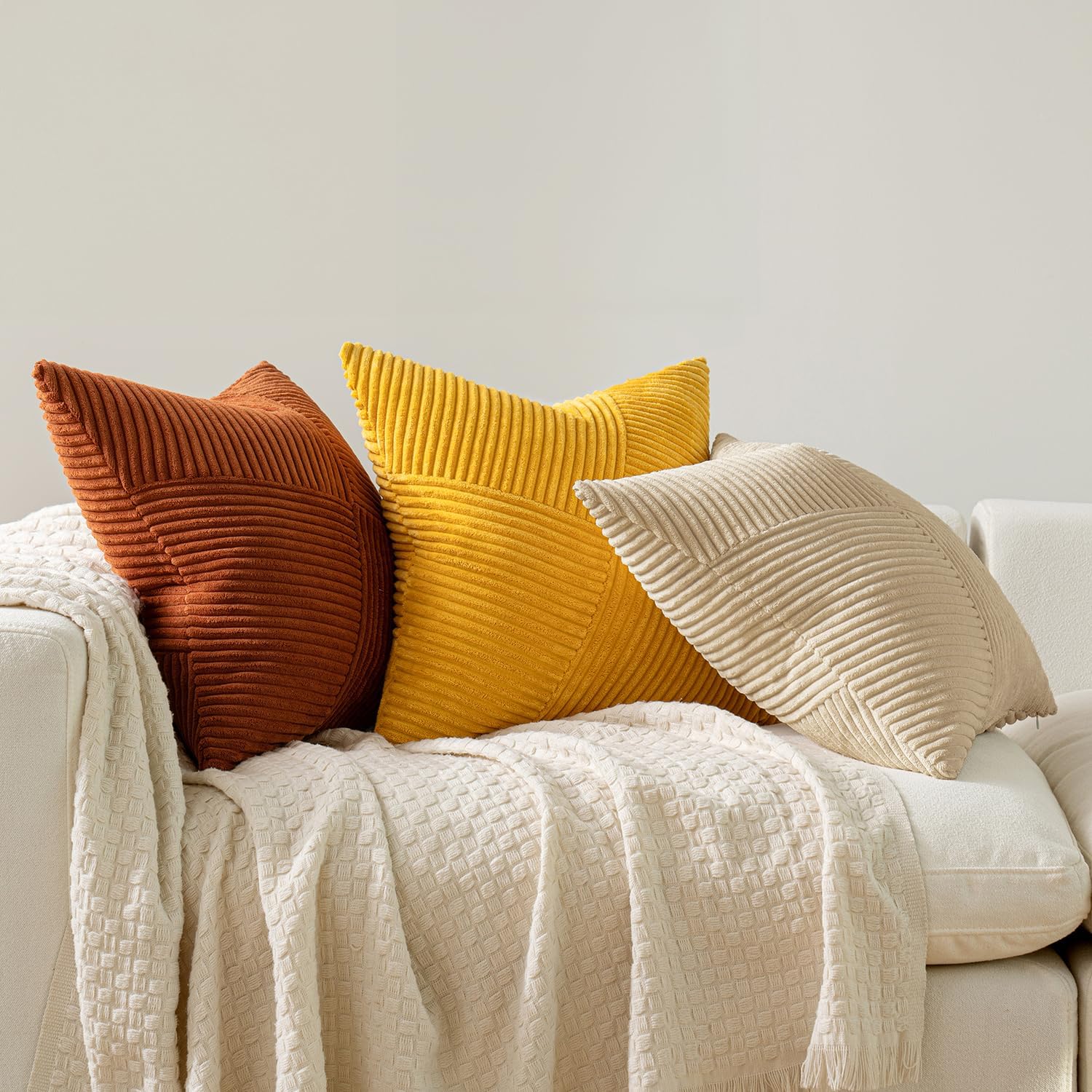 Detalle 2 de MIULEE Fundas de Almohada Decorativas de Pana Beige