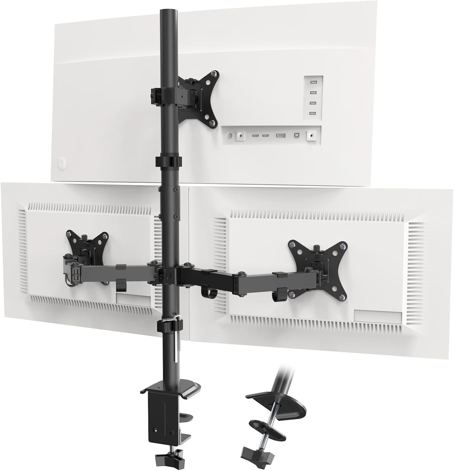 Detalle de PUTORSEN Triple Monitor Arm (30.5 inch) for 3 x 13"-32" screens, VESA 75x75/100x100, black