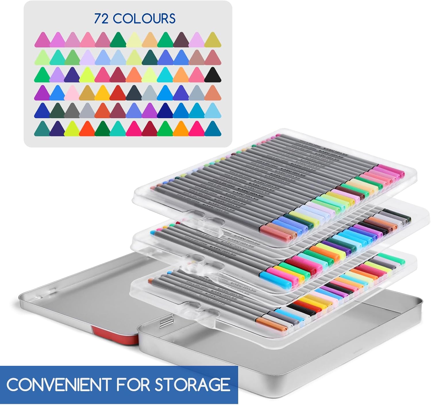 Thumbnail 1 de SKYGLORY 72 Colours Fineliner Pens – 0.4mm precision with colour‑matched caps