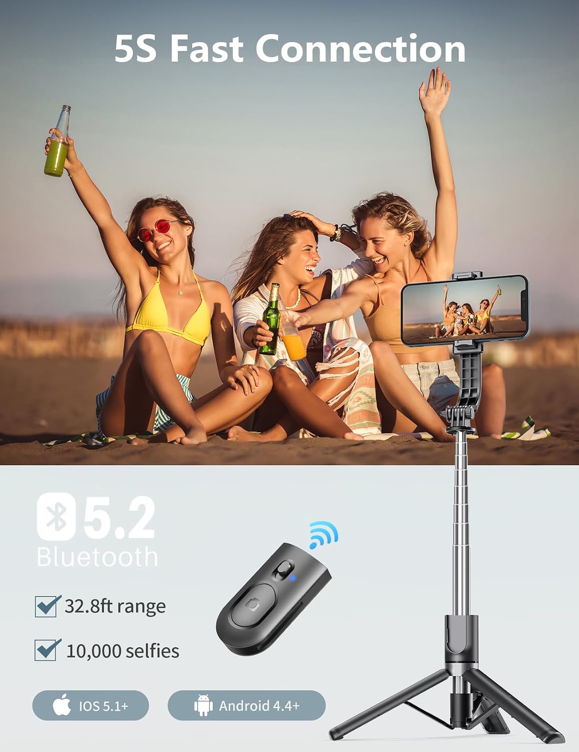Detalle 1 de Selfie Stick Tripod with Light 45"