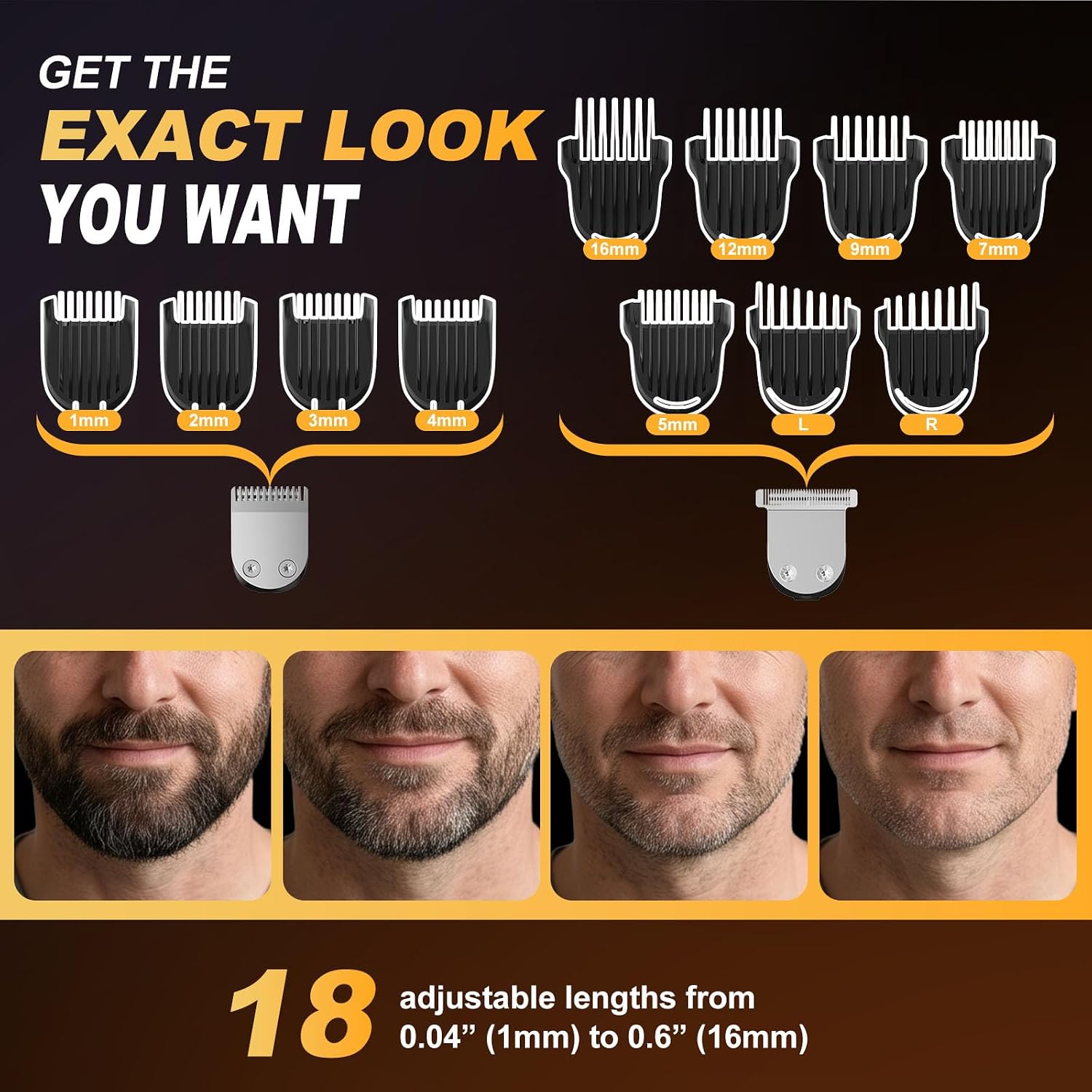 Thumbnail 4 de All-in-One Beard Trimmer for Men: Waterproof Cordless Electric Razor & Hair Clipper