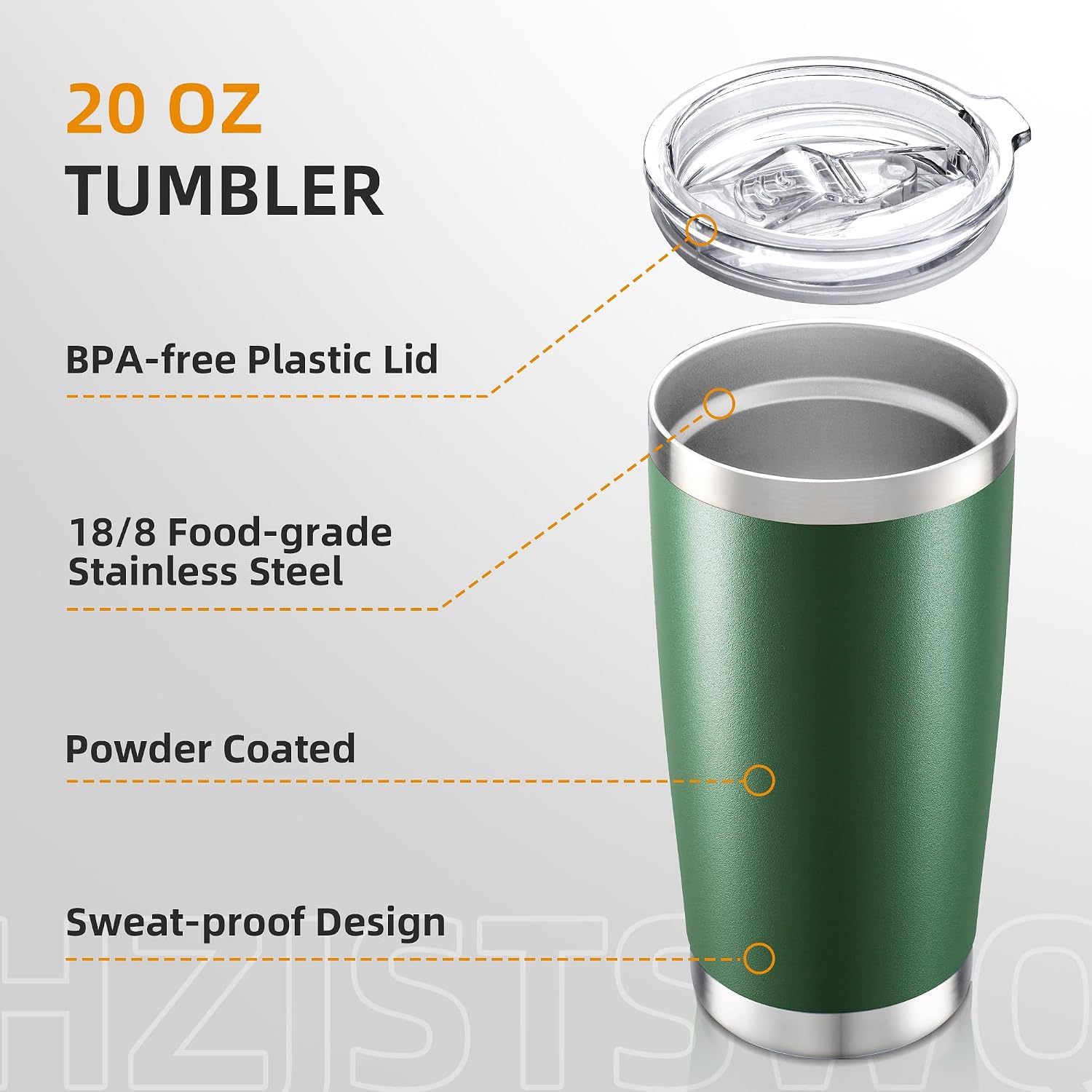 Detalle de HZJSTSWQ Stainless Steel Tumbler, 20 oz