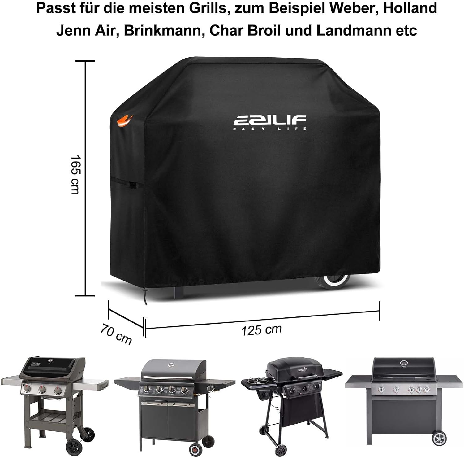 Detalle 2 de Ezilif Waterproof Barbecue Cover 165x70x125 cm ๐