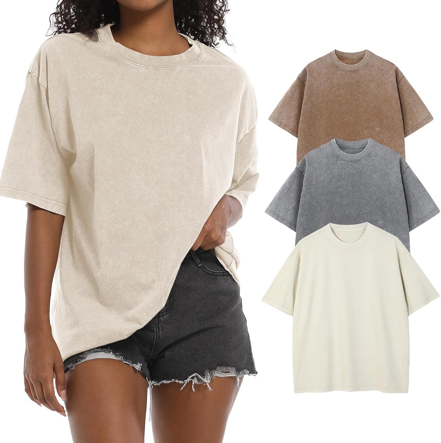 Detalle de Oversized Tshirt Damen Rundhals
