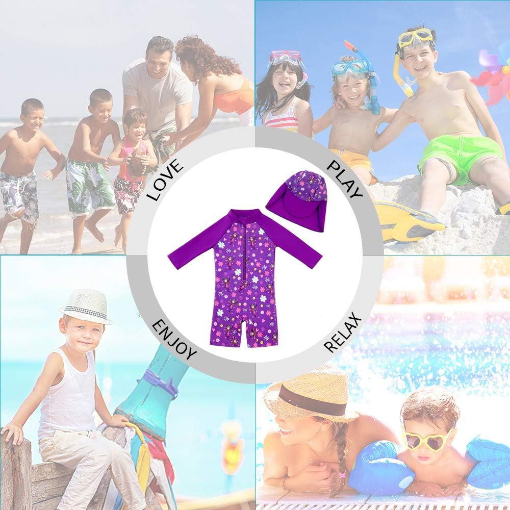 Detalle de upandfast Baby Girl One Piece Swimwear with Sun Hat – UPF 50+ Sun Protection