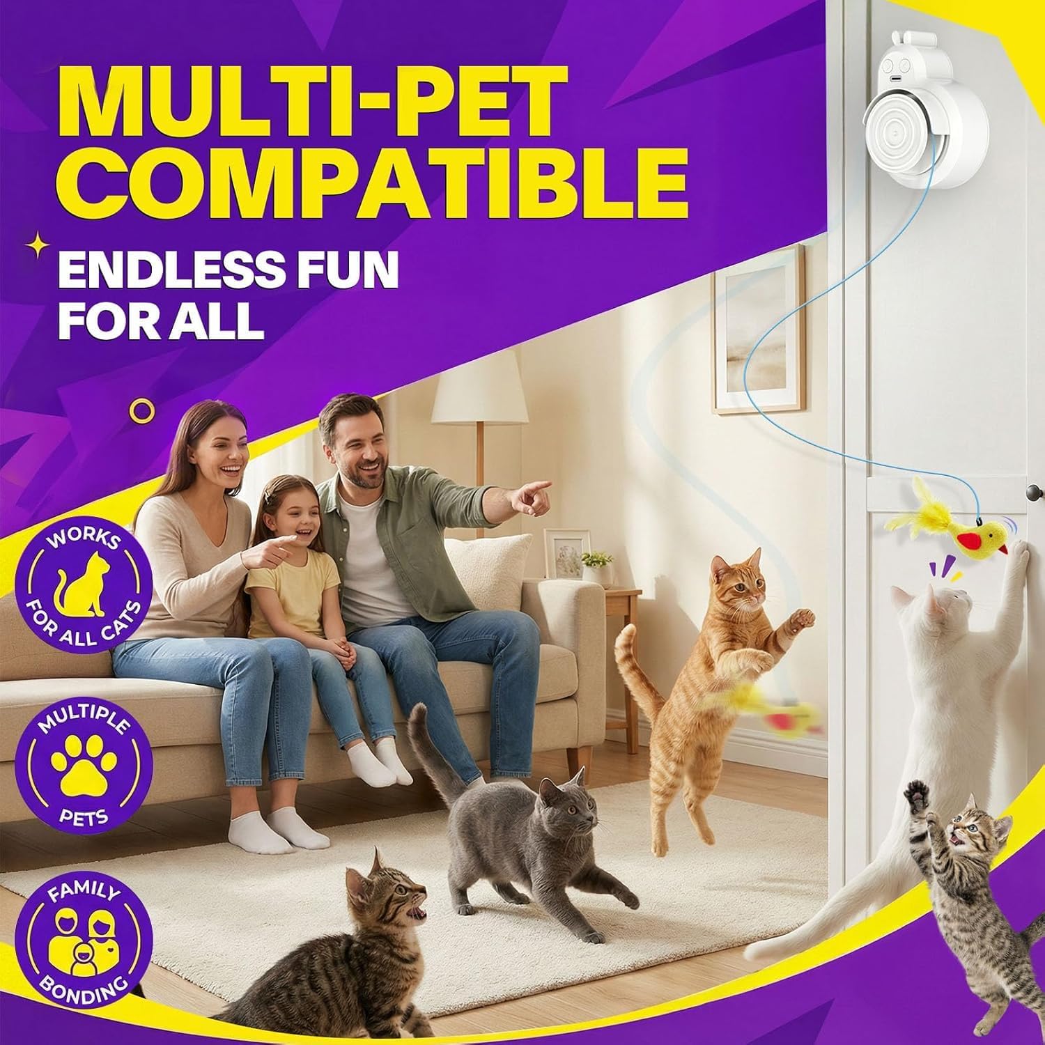 Detalle de CATPICK Automatic Doorway Cat Toy, Rechargeable