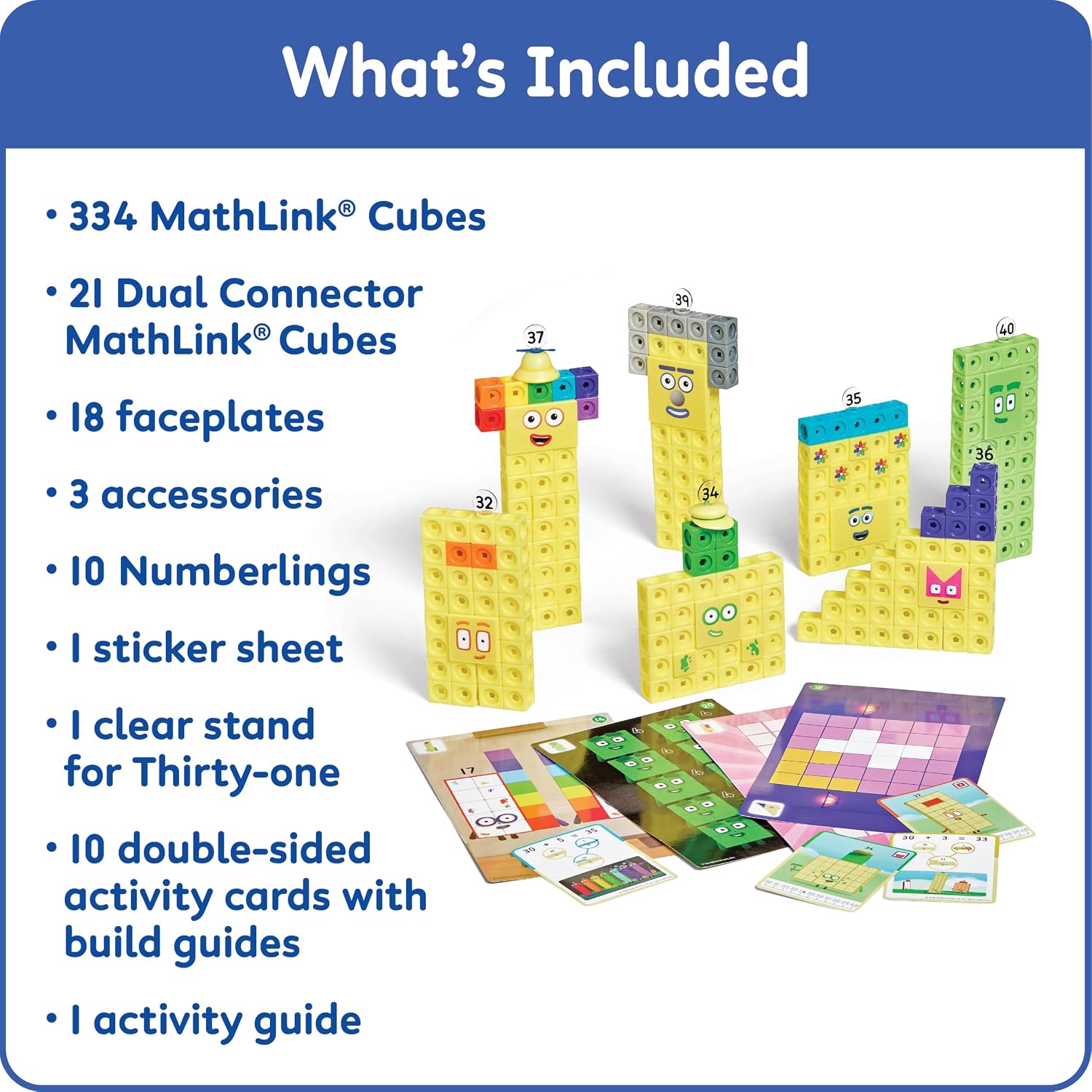 Thumbnail 1 de ETA hand2mind Numberblocks 31-40 MathLink Cubes Activity Set｜数字ブロック組み立て・算数カード付き