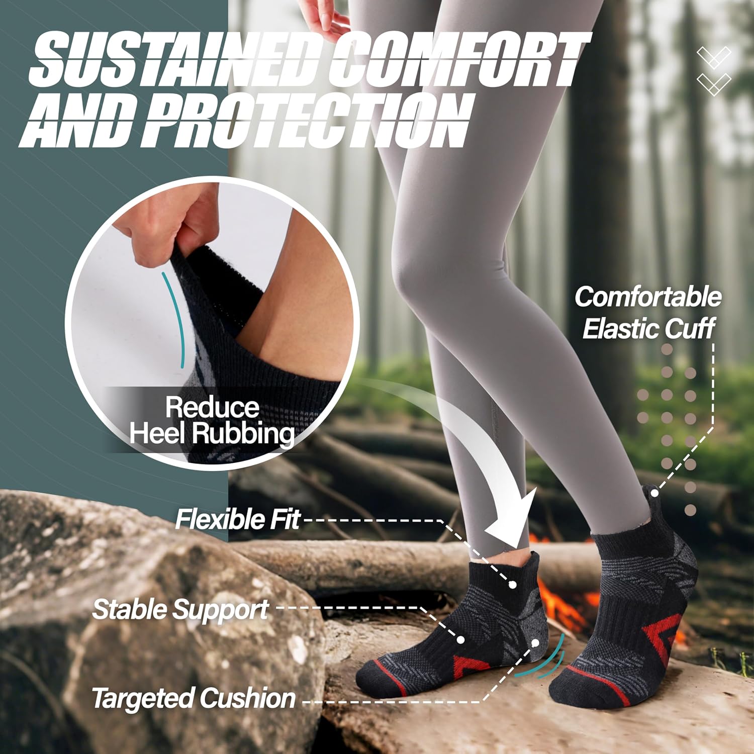 Thumbnail 2 de ANTSANG No Show Merino Wool Ankle Socks (6-Pack) for Hiking, Running & Everyday Wear