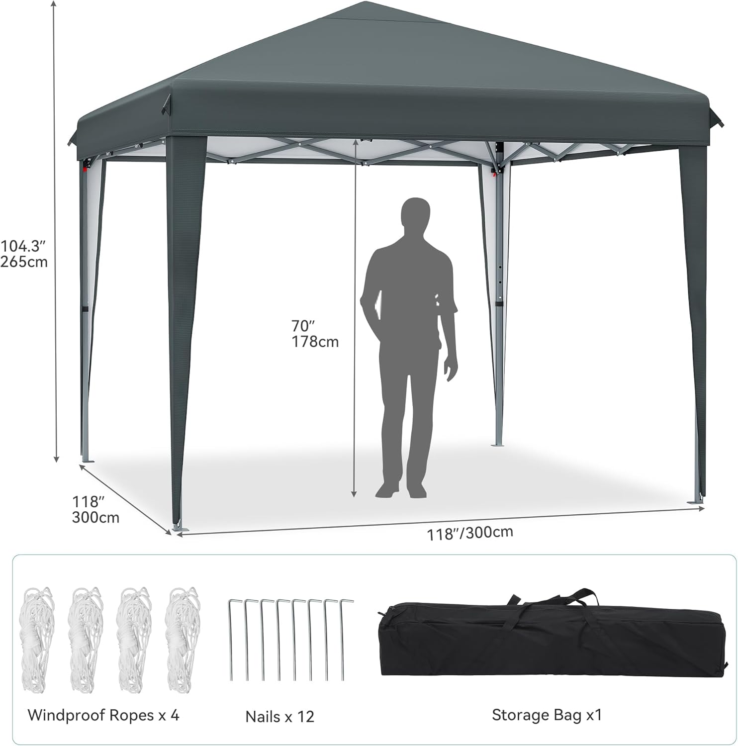 Detalle de YITAHOME 3 x 3m Pop-Up Pavillon – wasserdicht, UV-schutz, Dunkelgrau