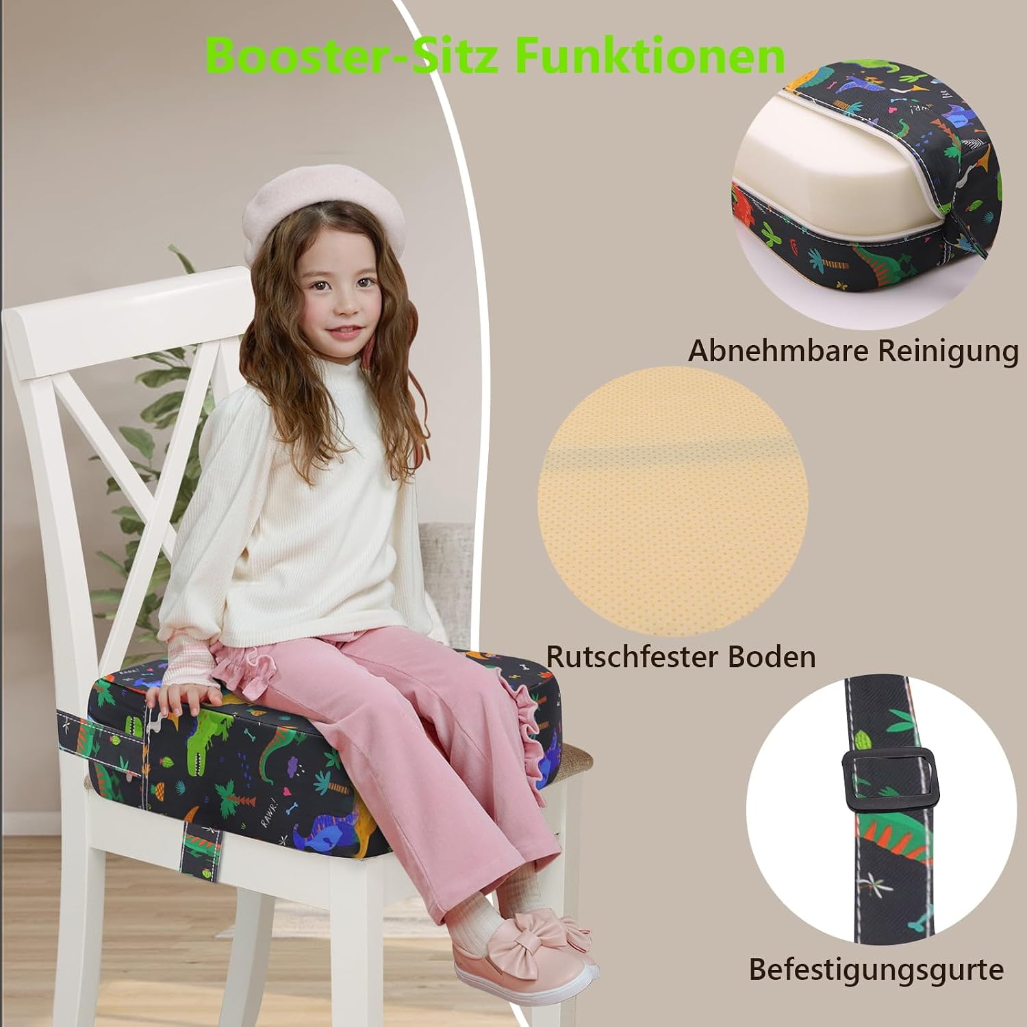 Detalle de Sitzerhöhung Stühle Kind 9,5 cm für den Tisch