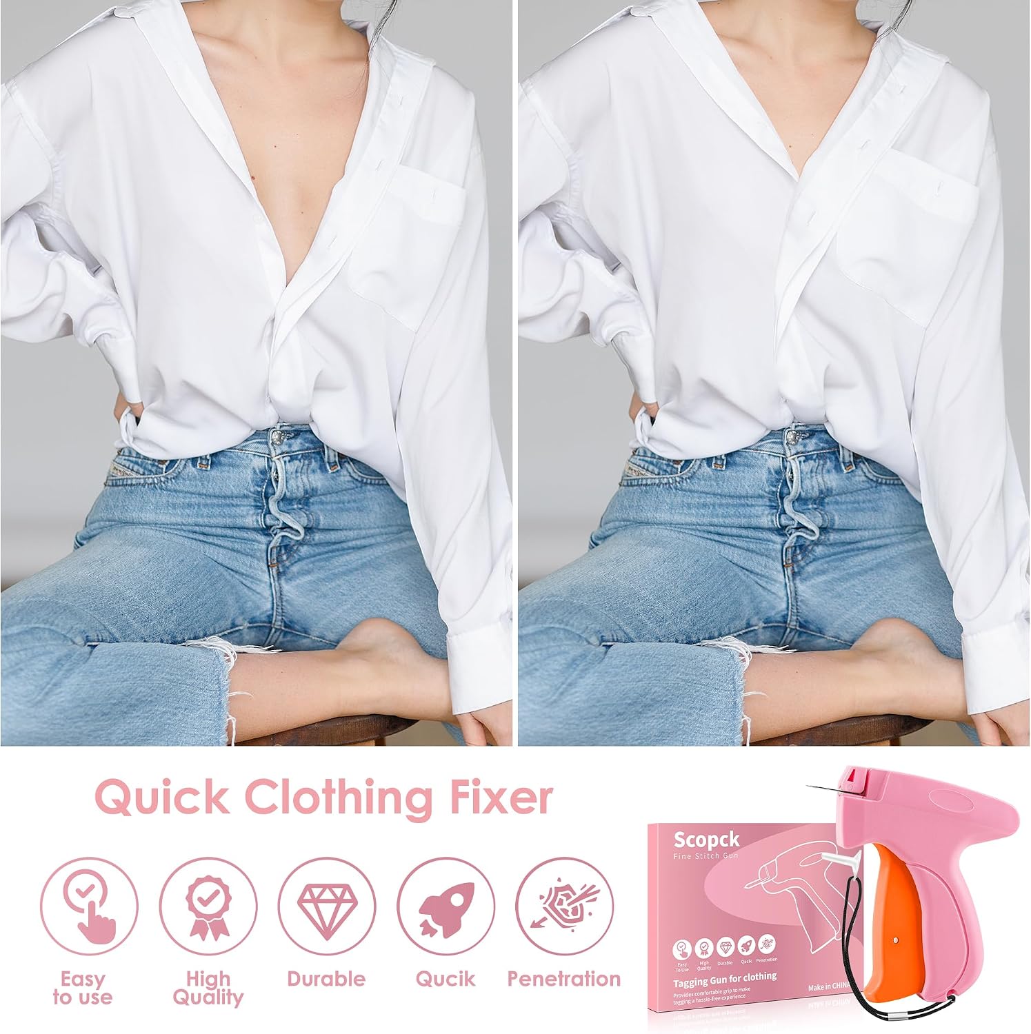 Detalle de Stitch Gun for Clothes — Handheld Quick Clothing Fixer with 6 Needles and 2000 Fasteners