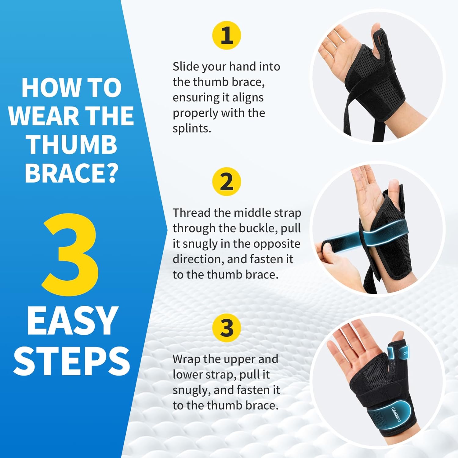 Thumbnail 6 de CAMBIVO Wrist Supports with Thumb Splint S/M