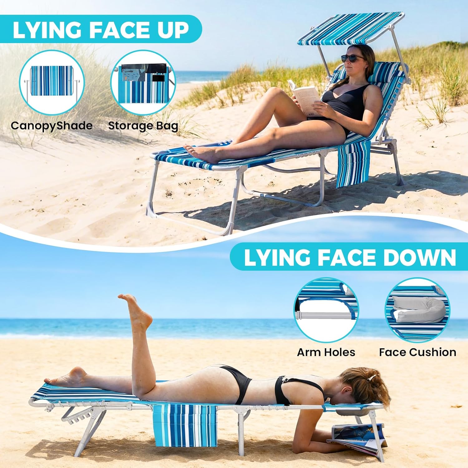 Detalle 2 de WEJOY 3-in-1 Tanning Chair 300 lb