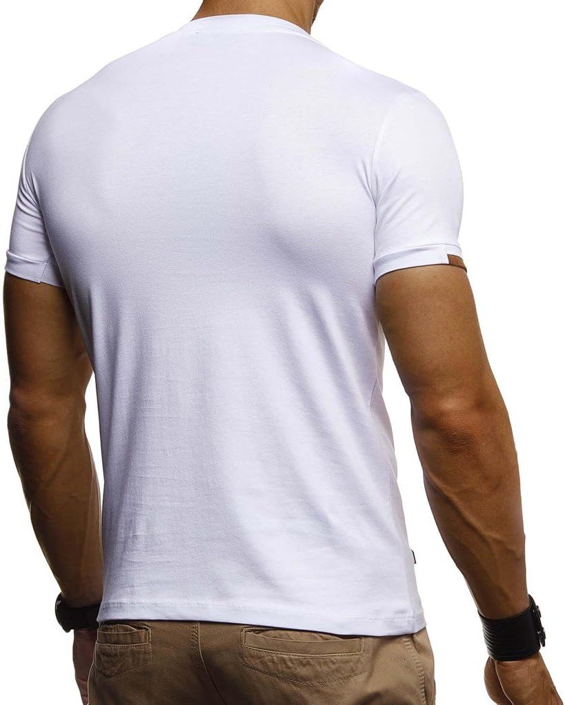 Detalle de Leif Nelson LN1355 T-shirt à manches courtes et col en V pour homme – coupe ajustée