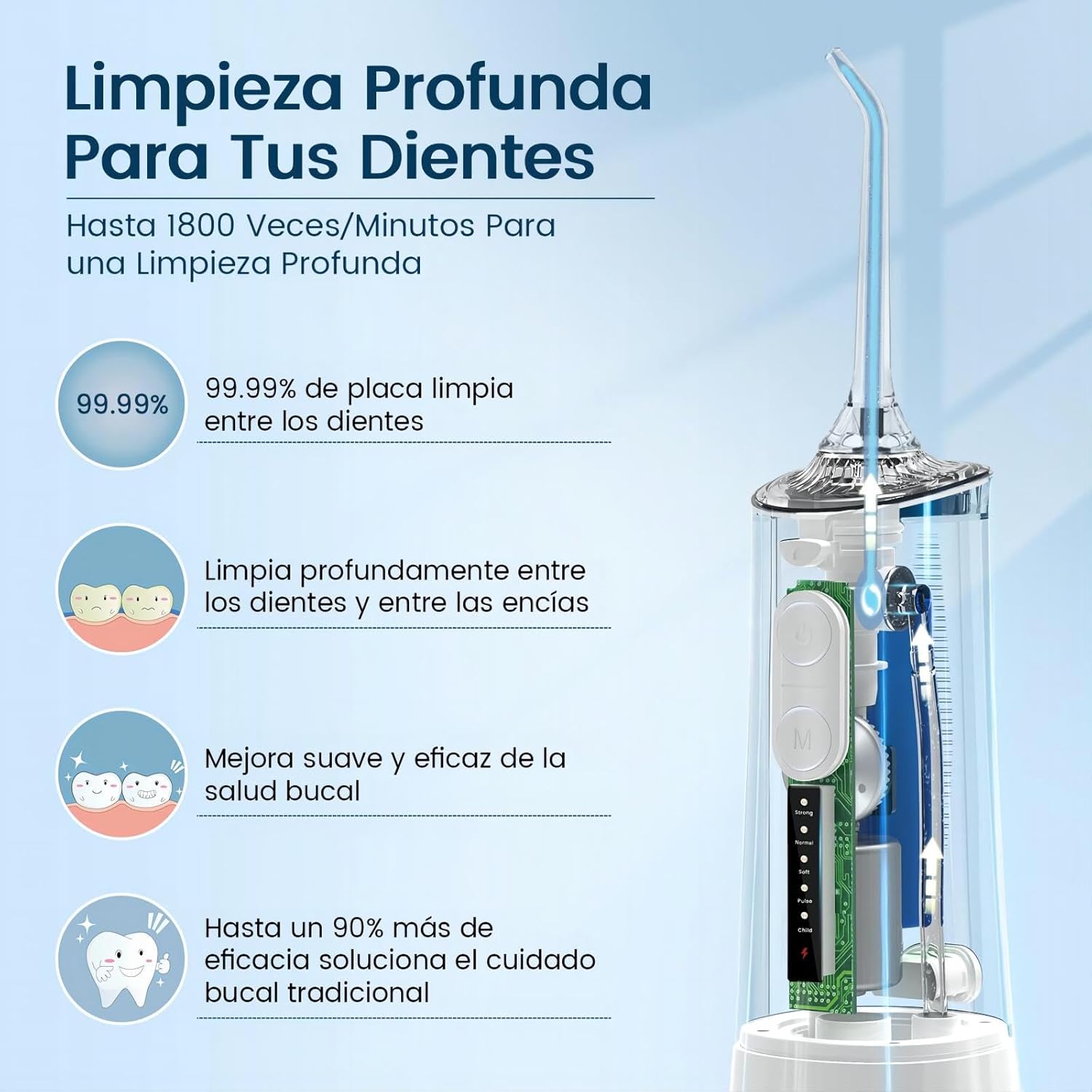 Detalle 2 de Vimmk Irrigador Dental Portátil Inalámbrico con 8 Boquillas 🦷