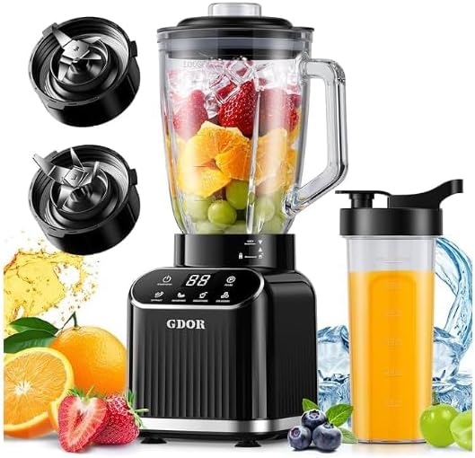 Detalle de GDOR TB-8008 1200W Blender with 52 oz Glass Jar, To-Go Cup and 5 Programs