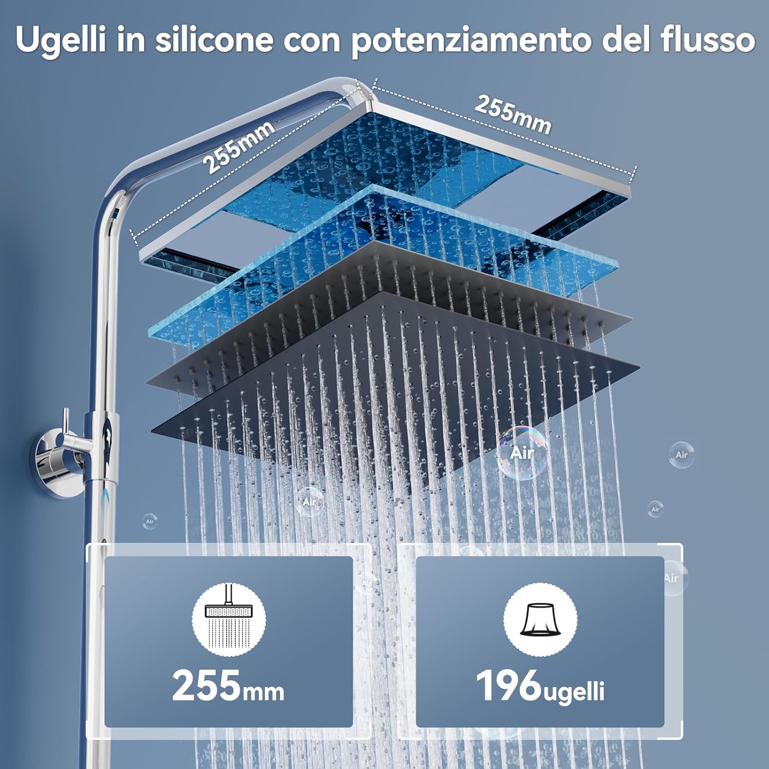 Thumbnail 6 de Auralum Colonna Doccia con Mensola: colonna regolabile 72–110 cm, soffione 25 cm e doccetta multifunzione
