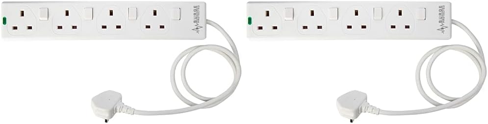 Detalle de Pro Elec PL15331PL 3m Switched Surge Protected Extension Lead – White
