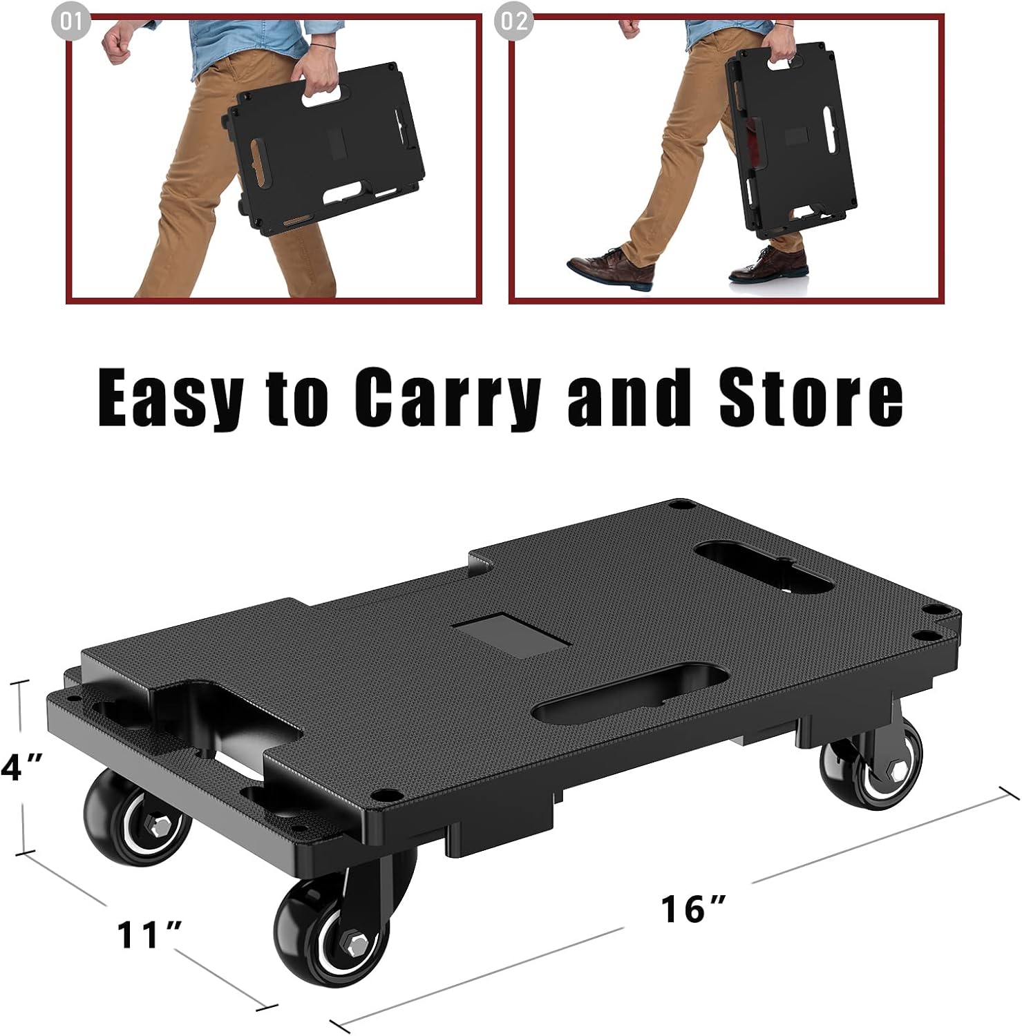 Thumbnail 1 de SOLEJAZZ Mobile Dolly Connectable – 4-Pack, 440 LBS Capacity, Heavy-Duty 4-Wheel Moving Trolleys