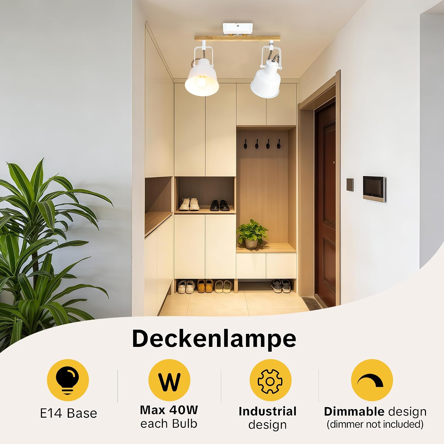 Thumbnail 1 de Aulaiyi Deckenstrahler E14 2-flammig