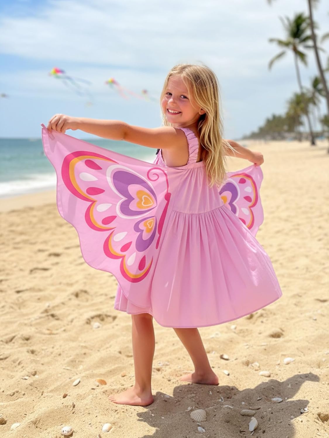 Thumbnail 2 de WELAKEN Kid Girls Wings Dress (Toddler Cotton Sleeveless Fairy Sundress with Pockets)