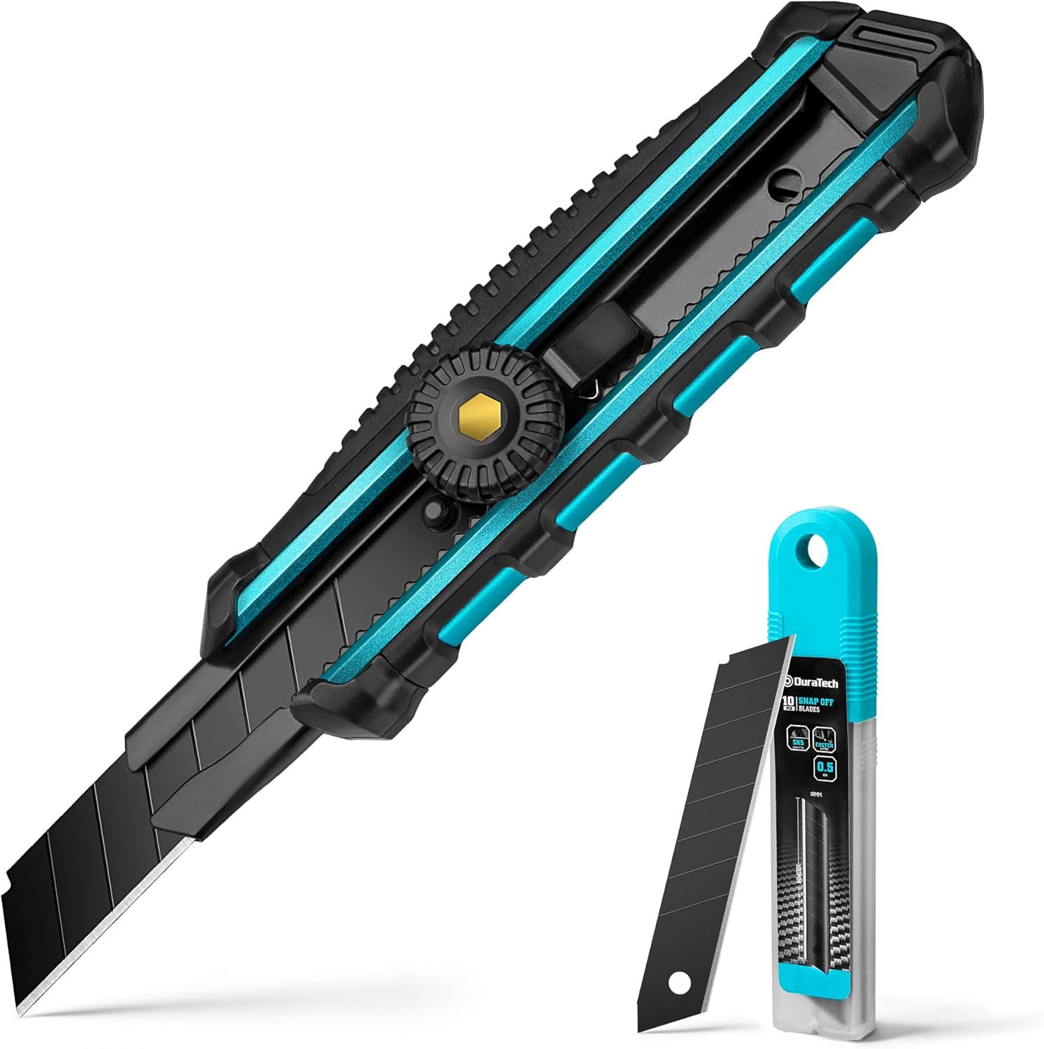 Detalle de DURATECH Cutter Professionnel 18 mm avec 10 lames SK5 – précision et confort pour papier, carton et bricolage