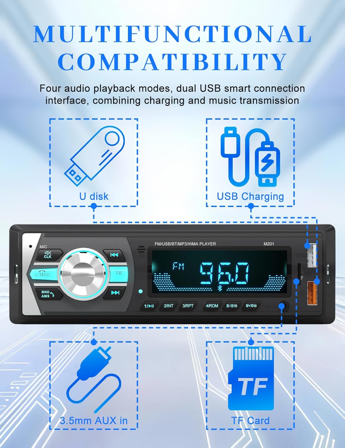 Thumbnail 3 de NORHOM Single Din Bluetooth Car Stereo