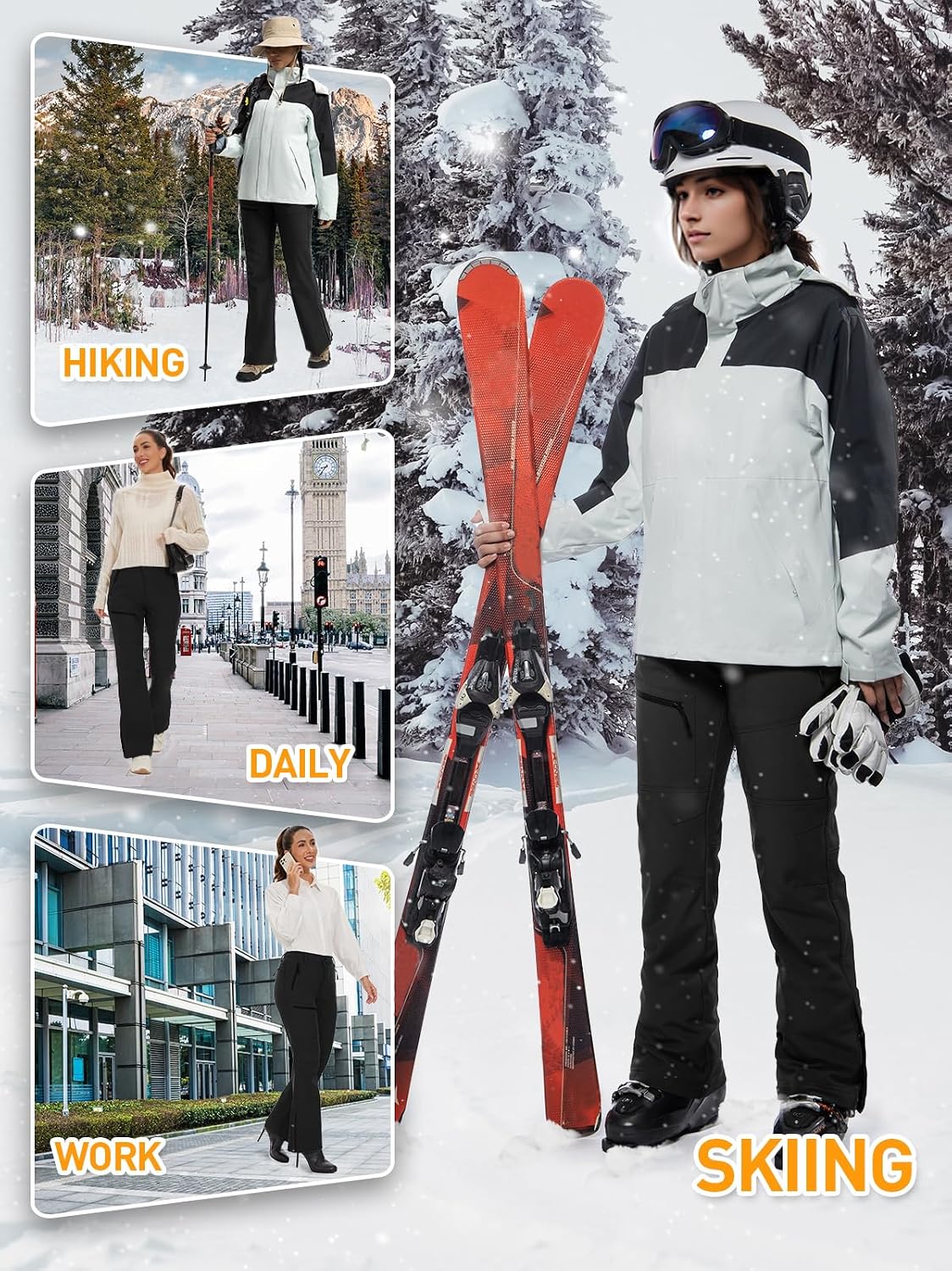 Thumbnail 5 de Cycorld Women's Snow Ski Pants Fleece Lined Waterproof Flare