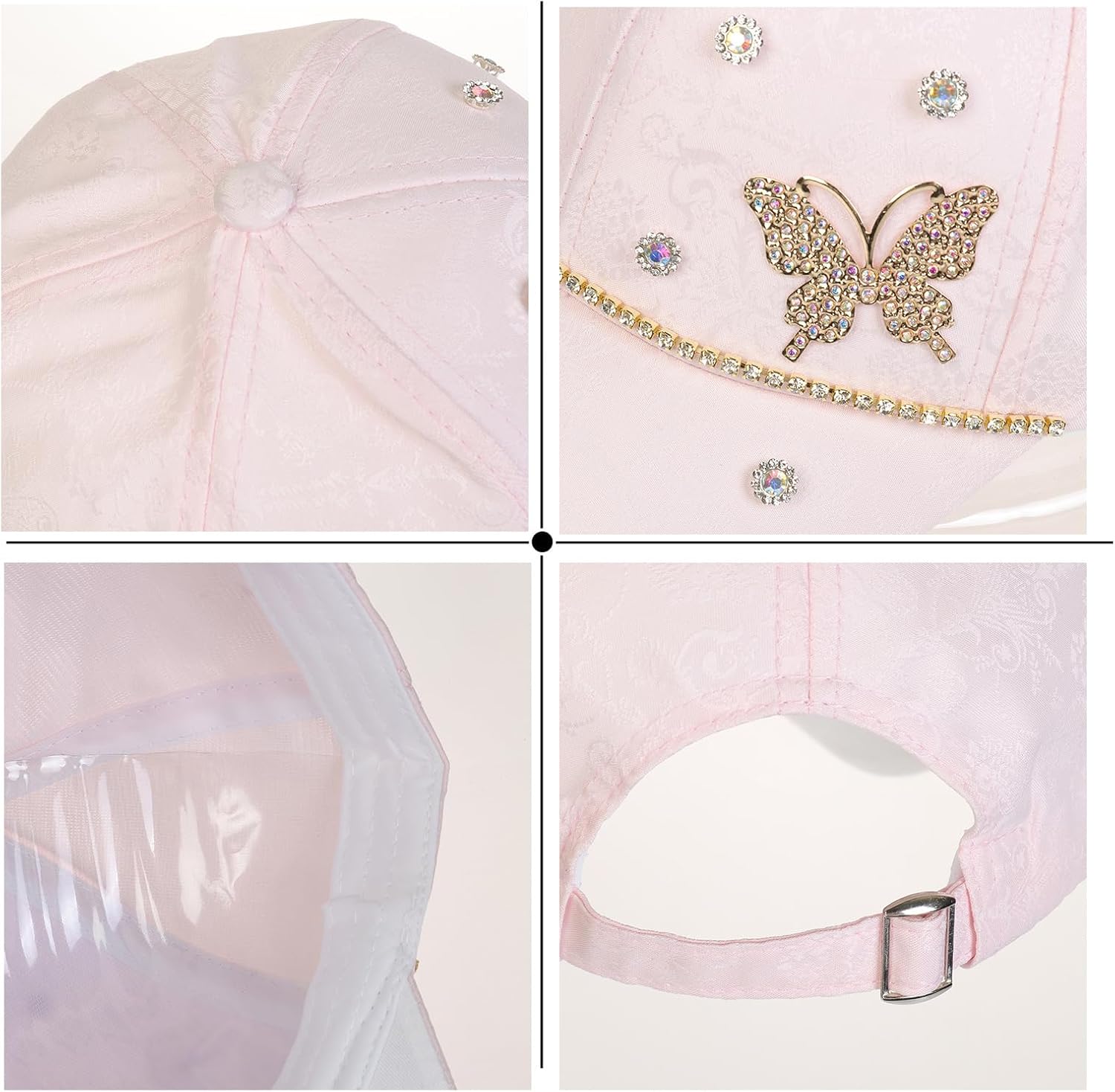 Thumbnail 5 de NiceYnn Women Print Flower Rhinestone Butterfly Baseball Hat – Adjustable Sun Cap
