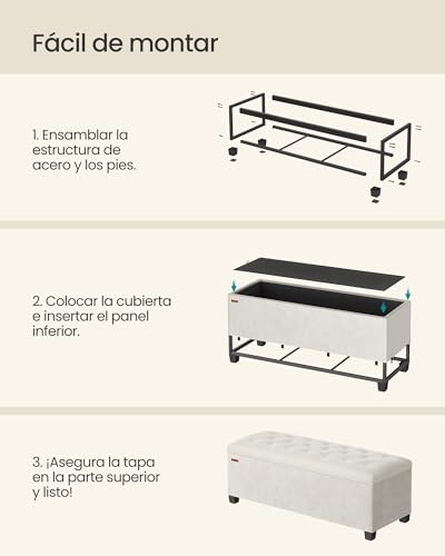 Detalle 2 de SONGMICS Puff de Almacenaje con Patas 🛋️ 110 cm
