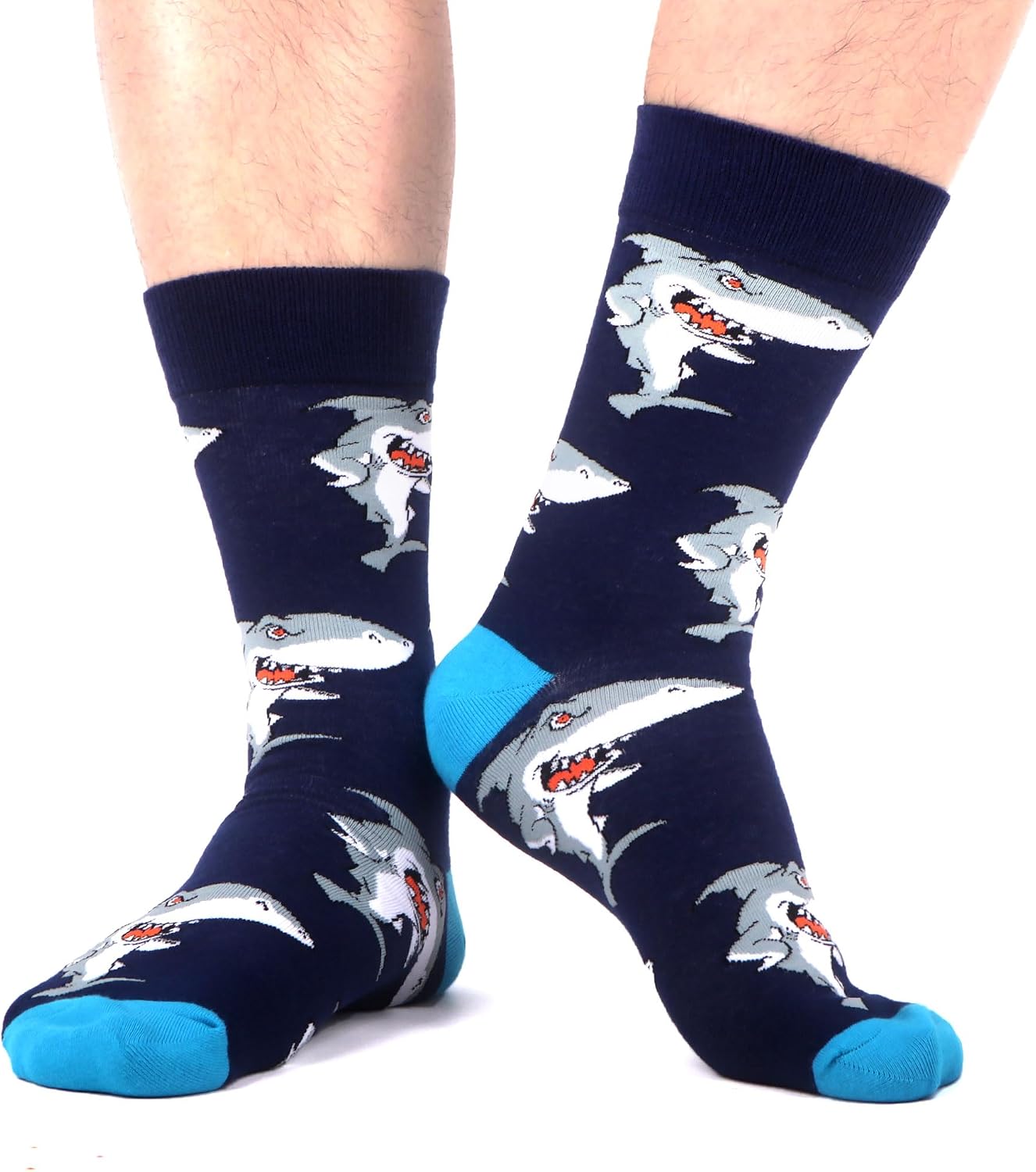 Detalle de WeciBor 12 Paar bunte Herren-Socken mit Tiermotiven (Baumwolle) – witzige Crew-Socken