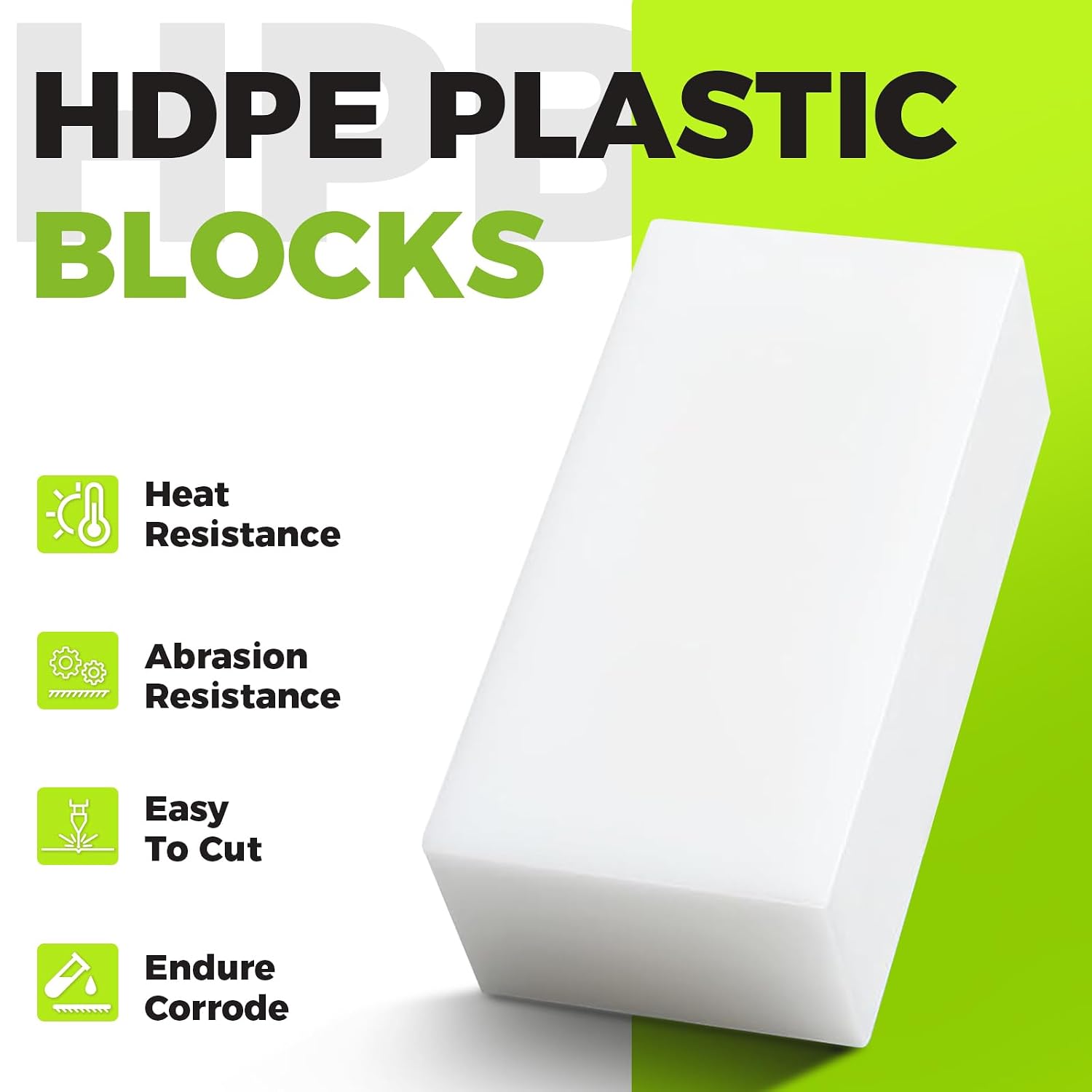Detalle de thedmladies HDPE Plastic Blocks, 1" x 3" x 6", Black, 2-Pack