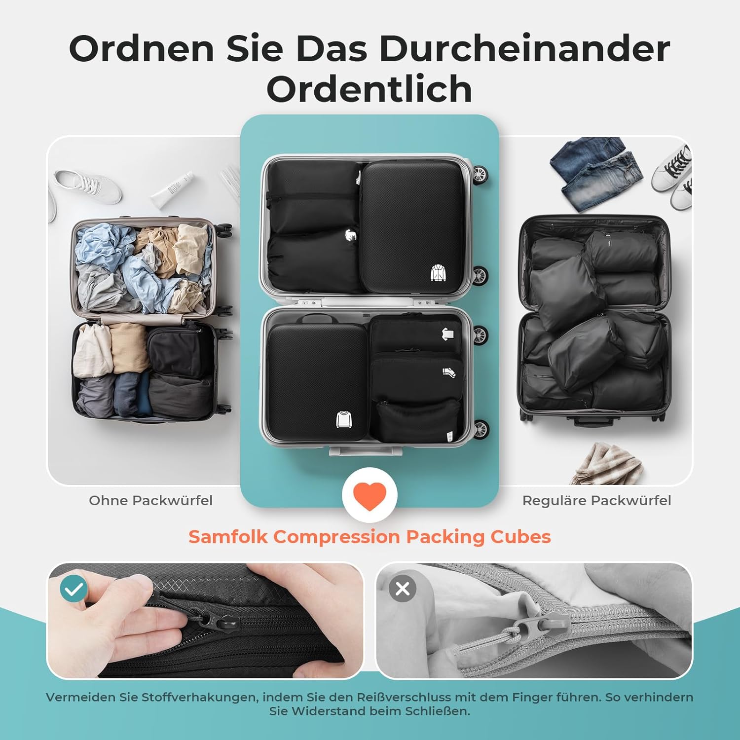 Thumbnail 4 de Packing Cubes Compression 8er Koffer Organizer