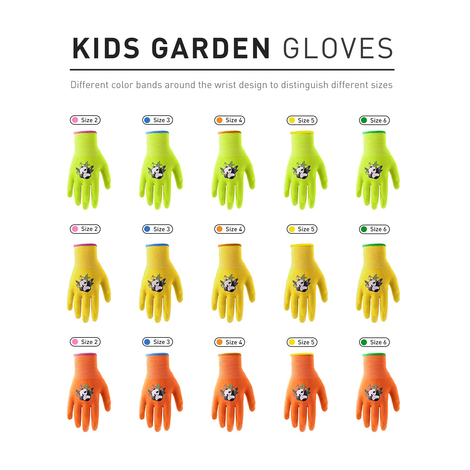 Thumbnail 5 de HANDLANDY kids gardening gloves (3 pairs) with nitrile coating, elastic wrist and breathable knit lining, Size M (age 5–6)