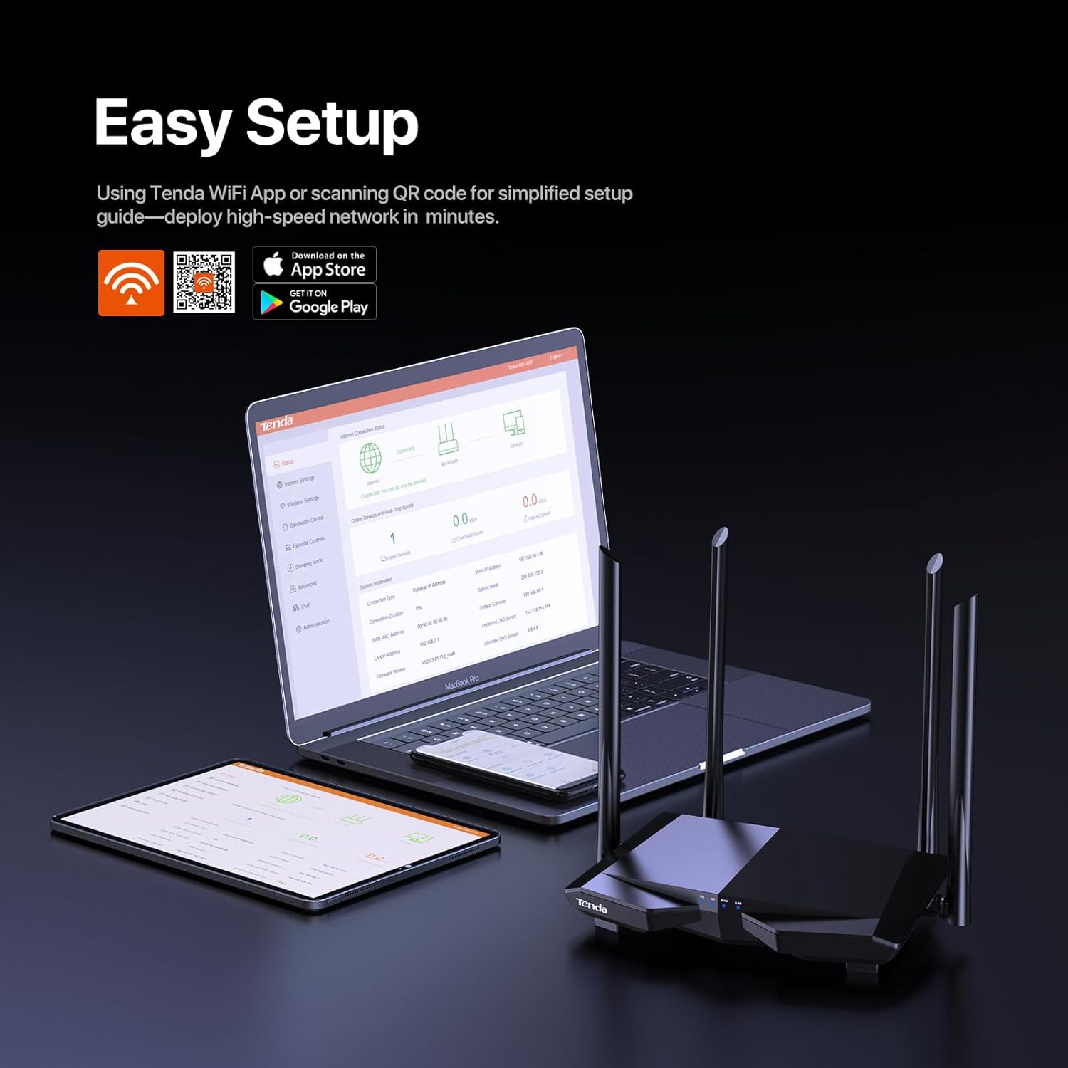 Thumbnail 4 de Tenda AC6 AC1200 Dual Band Router 4×100 Mbps