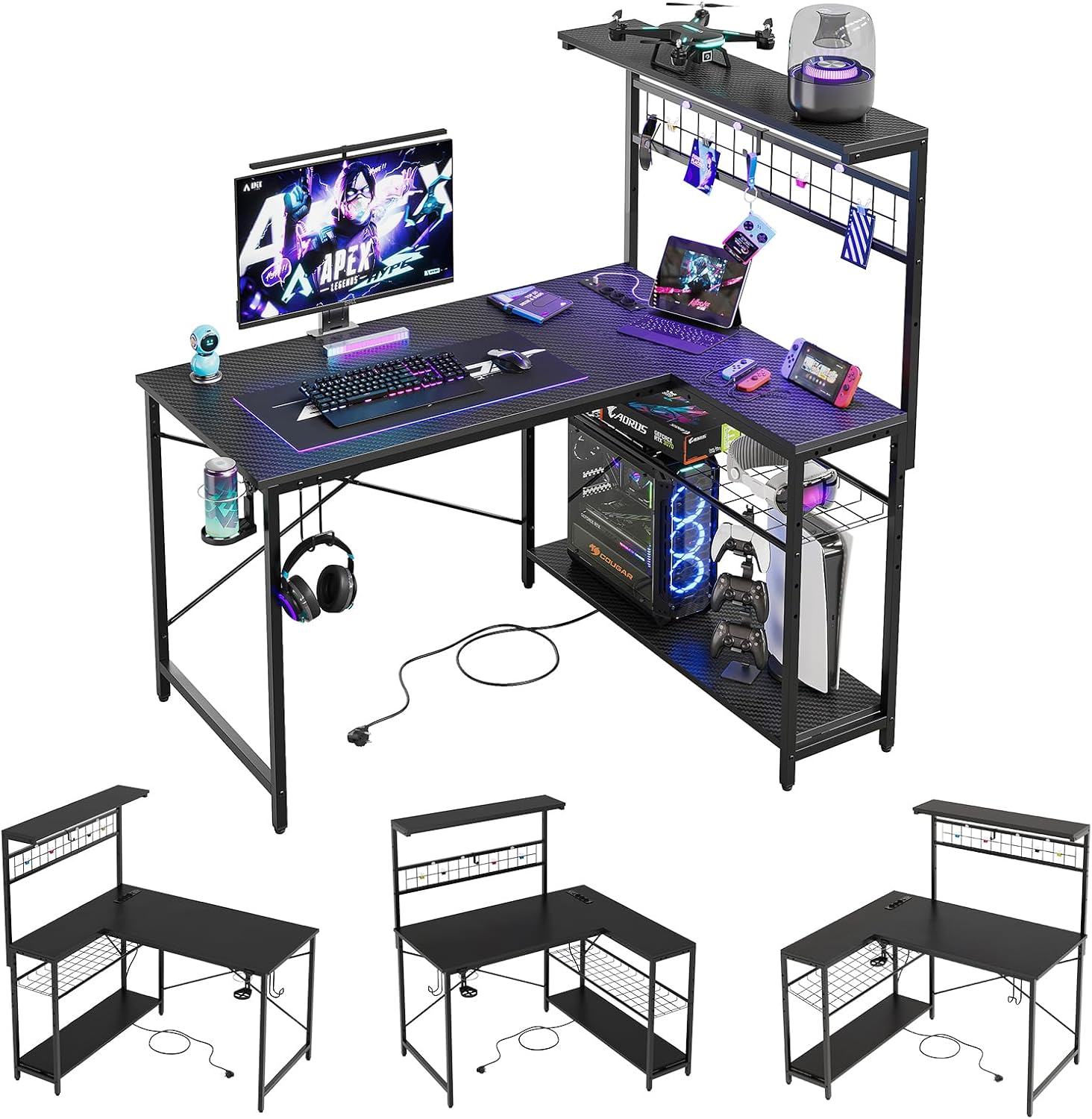 Detalle 1 de Bestier Scrivania L angolare 106,5 cm con LED