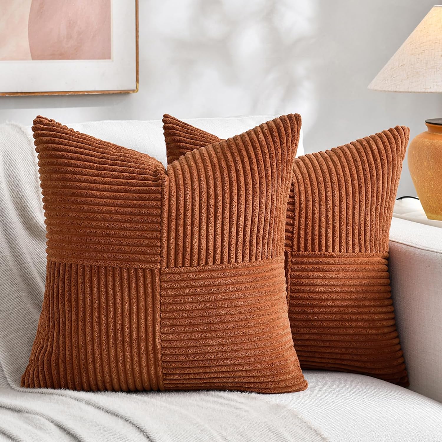 Fancy Homi Rust Boho Throw Pillow Cover 18x18