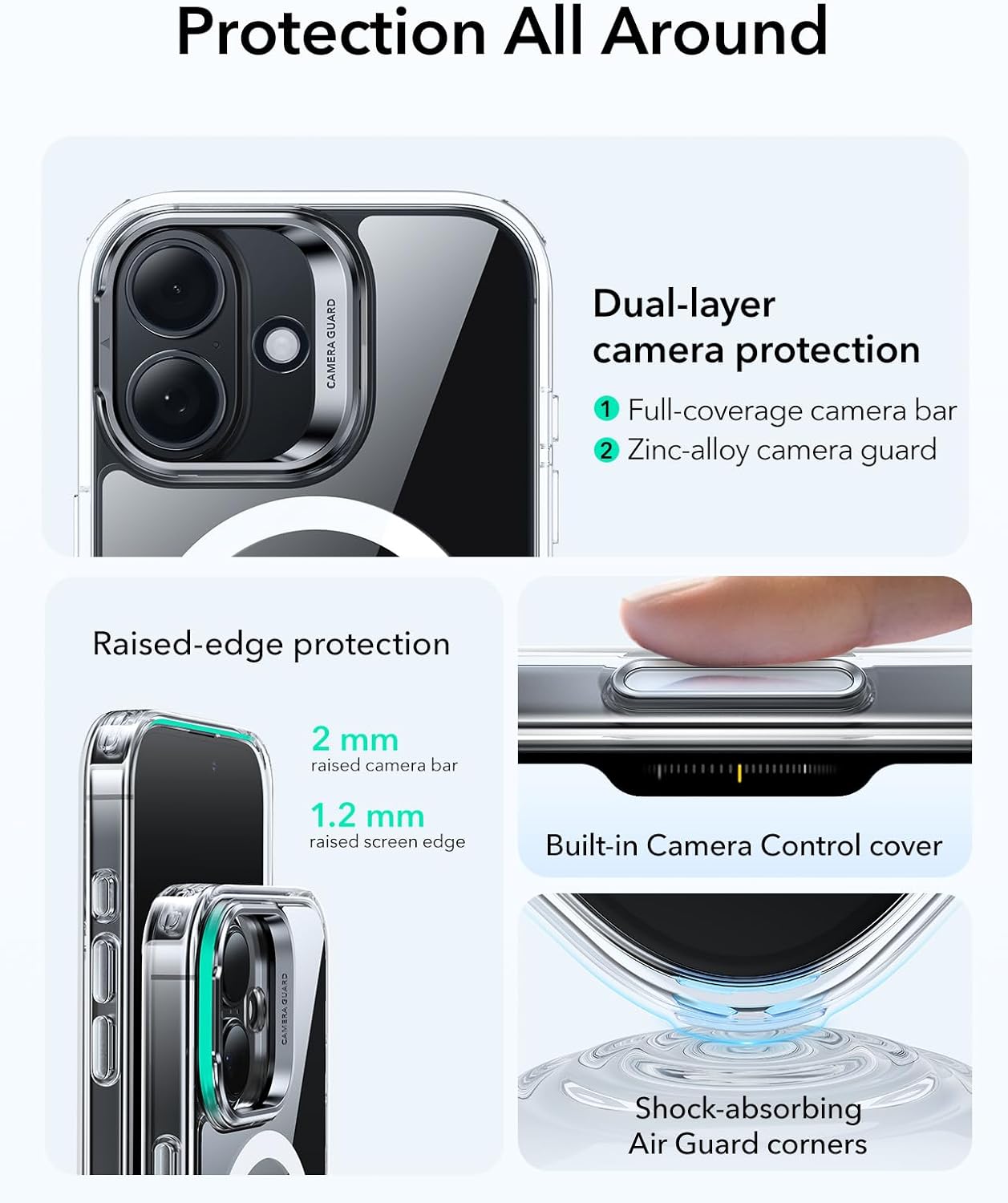 Thumbnail 2 de ESR for iPhone 17 Case (Clear) with Military-Grade Drop Protection, Stash Stand & Camera Control Cover