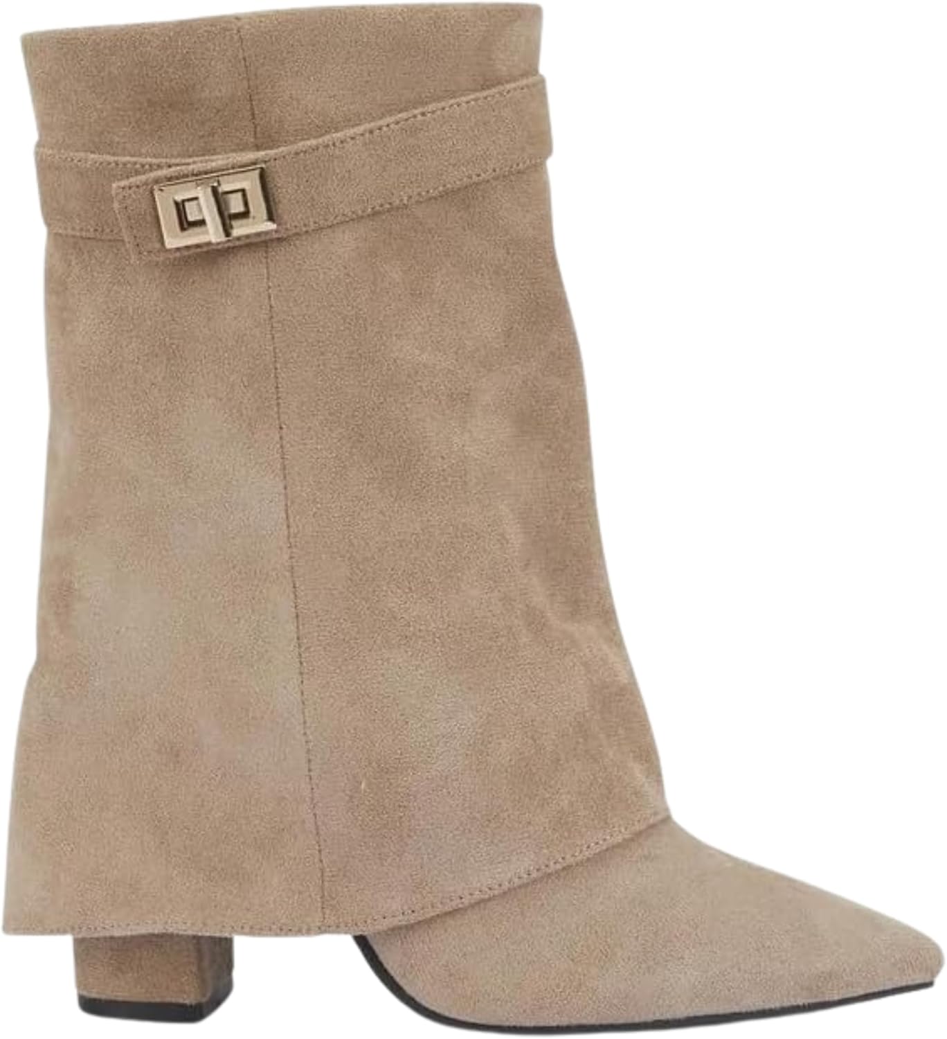 Thumbnail 6 de sole london Ladies’ Knee-High Fold-Over Boots, Black Faux Suede, 4-Inch Block Heel
